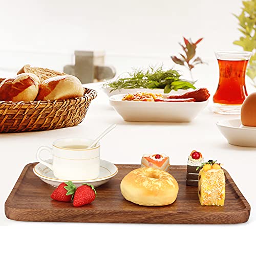 Large Wood Serving Trays Decor Long Charcuterie Cheese Boards Acacia Rectangle Wooden Platters for Food Dish Cookie Snack Appetizer Plates Rectangular Kitchen Dinner Platter Cake Dessert Plate Tray - size: 14" x 10" x 0.8"