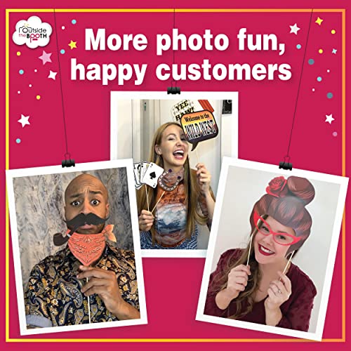 Western Photo Booth Props - 41-pc Photo Prop Kit with 8 x 10-Inch Sign, 60 Adhesive Pads, 45 Sticks - Photo Booth Props Country Theme - Wild West Photo Props