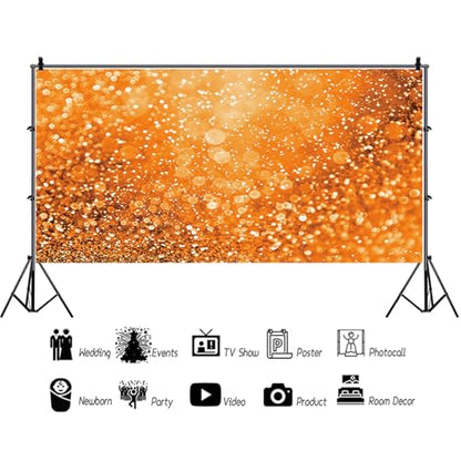 20x10ft Orange Glitters Backdrop Dreamy Warm Light Spot Sparkles Photography Background Wallpaper Decor Thanksgiving Baby Shower Birthday Party for New Baby Kids Portrait Studio Props - size: 20x10ft
