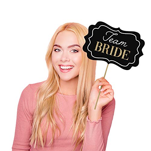 Fully Assembled Wedding Photo Booth Props - Set of 40 - Gold, Pink, Teal, & Silver Selfie Signs - Wedding Party Supplies & Decorations - Cute Designs with Real Glitter - Did We Mention No DIY - size: 40 Pieces
