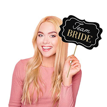 Fully Assembled Wedding Photo Booth Props - Set of 40 - Gold, Pink, Teal, & Silver Selfie Signs - Wedding Party Supplies & Decorations - Cute Designs with Real Glitter - Did We Mention No DIY - size: 40 Pieces