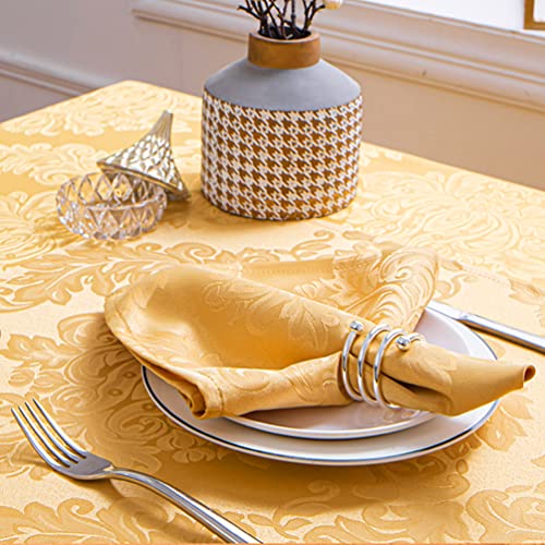 Cloth Napkins Set of 8 – Square 17x17 Inch Jacquard Fabric Polyester Washable Reusable Cloth Napkins for Kitchen Dinner Dining Restaurants Wedding Party Banquet Table (Gold, 17X17 Inch) - color: Gold