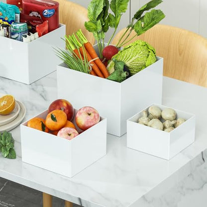 6 Pcs White Acrylic Boxes for Display as Buffet Risers and Stands, Food Risers for Party, Table, Stands, including 8", 7", 6", 5", 4", 3" (Small, 6Pcs, White) - size: Small, 6Pcs, White