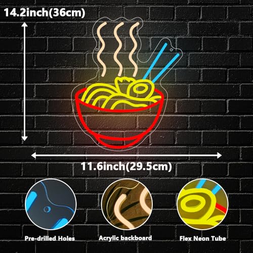 Ramen Neon Sign, Japanese Anime Led Neon Lights for Wall Decor Noodle Neon Signs for Restaurant Ramen Shop Store Kitchen Home Dinning Room USB Powered(14.2"*11.6") - style: Ramen