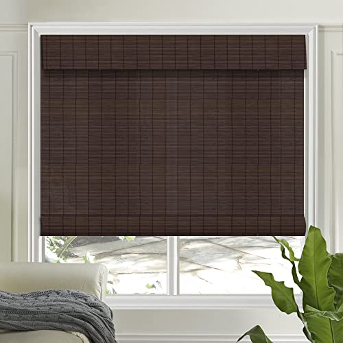 Letau No Drill No Tools Cordless Wood Window Shades Blinds, Bamboo Light Filtering Roller Shades, Color 16 - color: Color 16