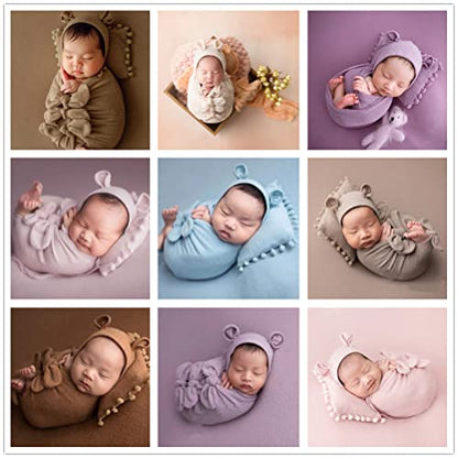 Newborn Baby Boy Girl Photography Props Bow Wrap, Posing Aid, Hat and Blanket Set of 4 Pcs - color: Dark Yellow