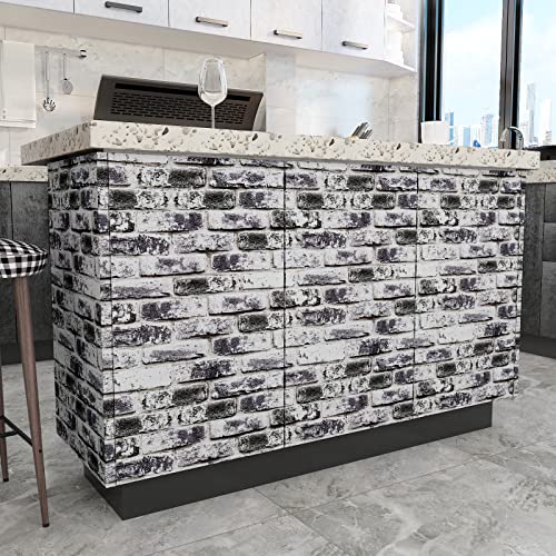 VaryPaper Distressed Grey Brick Wallpaper Peel and Stick Wallpaper 17.7''x78.7'' 3D Textured Faux Brick Wallpaper Removable Self Adhesive Brick Contact Paper for Walls Kitchen Backsplash Fireplace - color: Gray, size: 17.7" x 78.7"