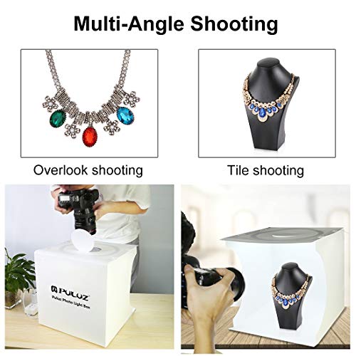 PULUZ 30cm Ring Light Photo Studio Light Box, Adjustable Portable Photography Shooting Light Tent Kit with White/Warm/Soft Lighting 128pcs LED Lights + 6 Backdrops for Product Display - size: 12*12 Inch - A