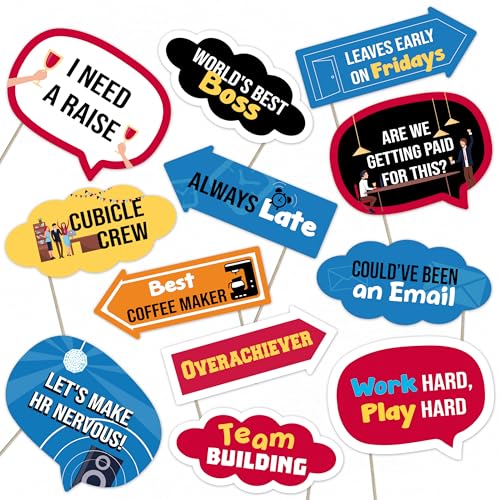 Office Party Photo Booth Props Set – Fun Work Celebration Decorations for Corporate Events, Team Parties, and Office Gatherings (12)