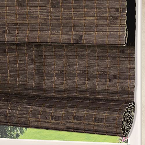 Letau No Drill No Tools Cordless Wood Window Shades Blinds, Bamboo Light Filtering Roller Shades, Color 16 - color: Color 16