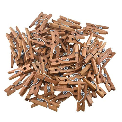 HAHIYO Brown Wooden Clothes Pins Clothespins Mini Aviod Fall Apart 1 Inches Length 80 Pack Strong Springs No Rust No Discoloration for Laundry Bathroom DIY Craft Photos Food Opened Bags - size: Brown 1 inches 80 Pack