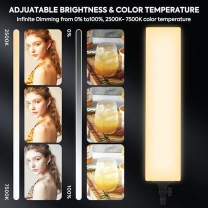 LED Video Light Kit 23.6", 2 Pack Photography Lighting 2500-7500K Dimmable Photo Studio Light 36W Streaming Light with Remote Control & Stand for YouTube TikTok Video Recording Gaming (23.6 inch)