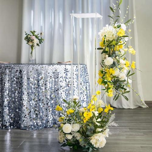 Efavormart 48" Clear Acrylic Flower Stand, Decorative Transparent Vase Table Centerpiece for Weddings, Tall Modern Floral Display Riser for Luxury Events and Venue Decoration - color: Clear, size: Clear48''