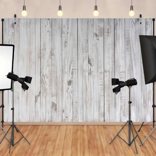 Vertical Lines Vintage Wood Backdrop Photo Retro Rustic White Gray Wooden Floor Countryside Photography Background Banner Newborn Baby Photoshoot Portrait Studio Photo Props Polyester