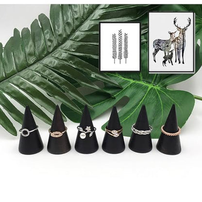 Ring Display Stand 5Pcs Wood Rings Holder Cone Shape Rings Stand Jewelry Display Rack for Business Photoshoot Room Decoration
