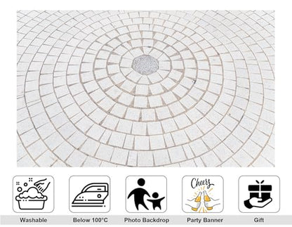 8x5ft Circular Paved Tile Backdrop with Geometric Design and Neutral Tone Photography Background for Outdoor Event and Wedding Decorations Banner Photo Booth Props - size: 8x5ft