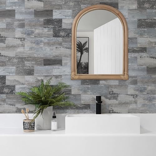 Vamos Tile 100-Piece Peel and Stick Backsplash Seamless Tile,3''x6'' Distressed Wood PVC Subway Tile,Stick on Backsplash for Kitchen/Bathroom/Laundry Room - color: Distressed Wood