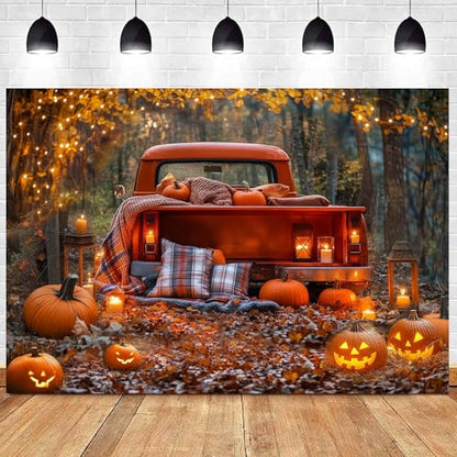 7x5ft Fall Backdrops for Photography, Autumn Backdrop, Pumpkin Patch Background, Harvest Friendsgiving Back Drop, Happy Thanksgiving Festival Photo Booth Props