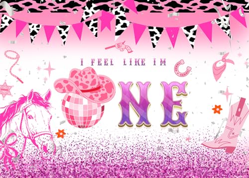 7x5Ft Disco Cowgirl 1st Birthday Backdrop Western Pink 1st Rodeo Birthday Photography Background Let's Go Girls Party Decorations Banner Photo Booth Props - color: Ice cream Backdrop 7