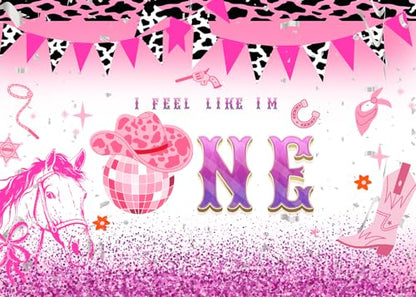 7x5Ft Disco Cowgirl 1st Birthday Backdrop Western Pink 1st Rodeo Birthday Photography Background Let's Go Girls Party Decorations Banner Photo Booth Props - color: Ice cream Backdrop 7