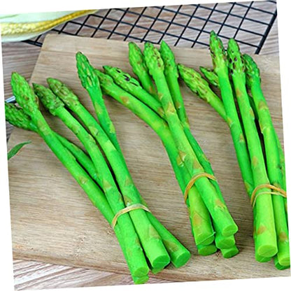 ULTECHNOVO 8pcs Lifelike Asparagus Models Realistic Artificial Vegetable Decorations for Rustic Kitchen Decor PVC Soft Simulation Prop for Home and Photography