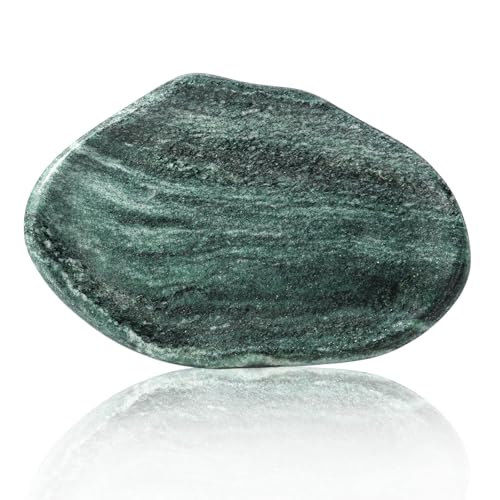 Koville Green Marble Cloud Shape Vanity Tray, Serving Stone Key Tray for Home Decor, 10" x 7" Luxurious Natural Marble Storage Trays for Bathroom, Stone Plate Holder for Perfume, Candle and Jewelry - color: Verde Lapponia Green