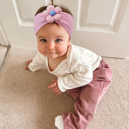 CÉLLOT 5 Pcs Baby Flower Headbands Baby Girls Nylon Headbands Soft Hairbands Hair Accessories for Newborn Infant Toddler Kids（Pink） - color: Pink