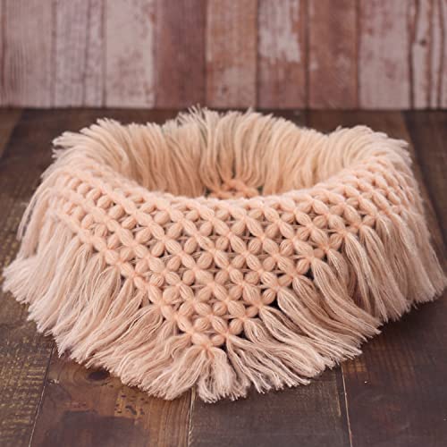 Coberllus Newborn Baby Photography Props Blanket Handmade Knitted Twist Wrap Posing Aid Backdrops for Boy Girls Photography Shoot - color: Pale Peach