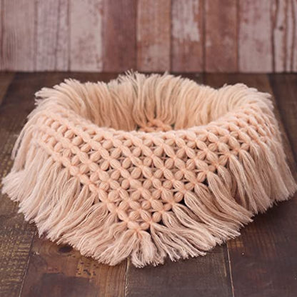 Coberllus Newborn Baby Photography Props Blanket Handmade Knitted Twist Wrap Posing Aid Backdrops for Boy Girls Photography Shoot - color: Pale Peach
