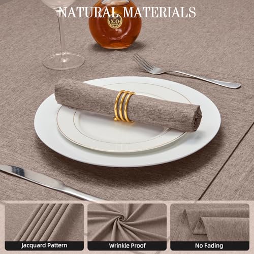 Cloth Napkin Set of 8 Square Washable Reusable Linen Fabric Polyester for Kitchen Dinner Dining Restaurants Wedding Party Banquet Table(Mocha/17x17 Inch) - color: Mocha