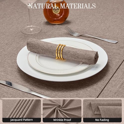 Cloth Napkin Set of 8 Square Washable Reusable Linen Fabric Polyester for Kitchen Dinner Dining Restaurants Wedding Party Banquet Table(Mocha/17x17 Inch) - color: Mocha