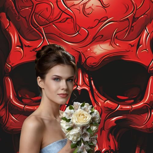 Red Skulls Backdrop Background for Photography 5x7ft Photobooth Professional Photo Backdrop Curtains Video Photography Studio Photo Backgrounds Banner Booth Background Screen Parties - color: Red Skulls