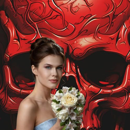 Red Skulls Backdrop Background for Photography 5x7ft Photobooth Professional Photo Backdrop Curtains Video Photography Studio Photo Backgrounds Banner Booth Background Screen Parties - color: Red Skulls