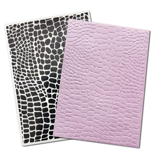 Arbuya Crocodile Texture Plastic Embossing Folders for Card Making, Animal Prints Embossing Folder DIY Craft Folders Template Stencils for Scrapbooking Photo Album Decoration 5“x7” - color: Crocodile Texture