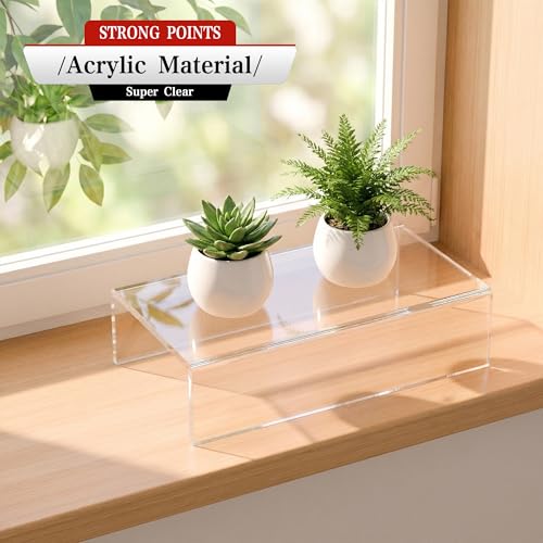 Sezanrpt Acrylic Shelf Riser 8x4.3x2 pack of 2, Clear Display Shelf 12” for Shoes, Glasses, Plants, Home Decors, Perfume, 8x4.3x2 Inch - color: Clear, size: 8x4.3x2 Inch