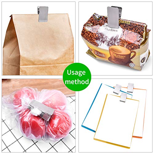Large Chip Bag Clips with Anti-Slip Rubber,BURLIHOME All-Purpose Stainless Steel Heavy Duty Air Tight Seal Food Bags File Paper Photos Clamps for Home/Office/Kitchen Supply,10Pcs(Silver)