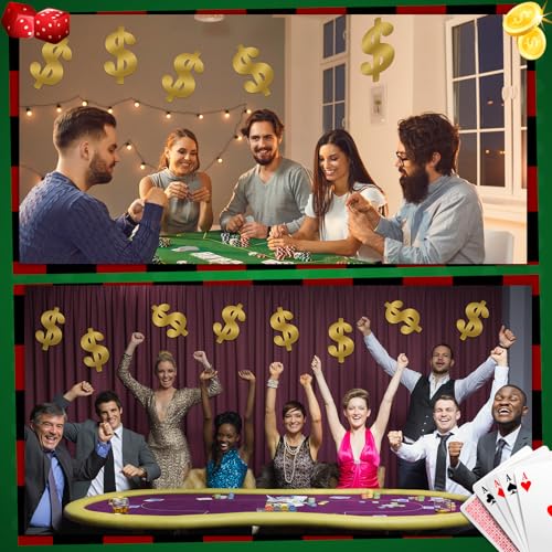 8 Pcs Dollar Themed Party Decorations 13. 4'' Glitter Dollar Birthday Decor Money Investment Bachelorette Foil Cutout for Us Dollar Sign Money Party Casino Night Supplies