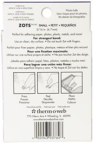 Thermoweb Zots Clear Adhesive Dots, Small, 3/16-Inch-by-1/64-Inch Thick, 300-Pack - size: Small
