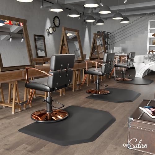 OmySalon Salon Mat for Hair Stylist 3’x4’x7/8'' Anti Fatigue Barber Floor Mat with Round Base, Salon Chair Matt for Hairdresser Standing, Barbershop Beauty Spa Styling Shampoo Equipment - size: 3'x4'x7/8''