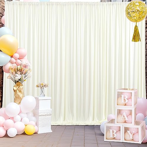 10x10ft Ivory Backdrop Curtain for Wedding Parties Wrinkle Free Fabric Ivory Drapes Backdrop Decoration for Baby Shower Birthday Photography Decoration 2 Panels, 5ft x 10ft - color: Ivory, size: 5ft x 10ft x 2 panels