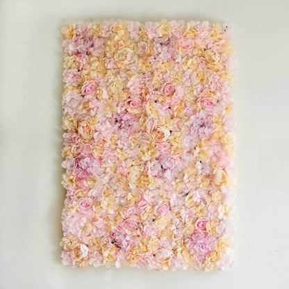 Efavormart Pack of 4 | 13 Sq. Ft. Pink Champagne Silk Flower Wall Panels, 3D Floral Backdrop Mat with Peonies and Hydrangeas for Bridal Showers and Photo Booths - color: Pink/Champagne