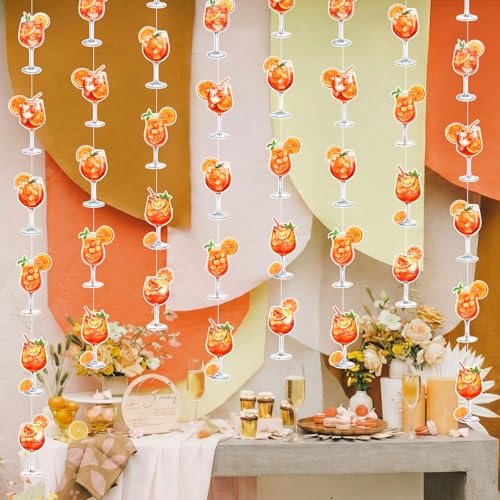 Xinnun Margarita Party Decorations Spritzy Bar Hanging Banners Orange Citrus Retro Cocktail Garlands Tequila Cutout Ribbon Streamers for Cocktail Bachelorette Bridal Shower Engagement Wedding Supplies - style: Aperol