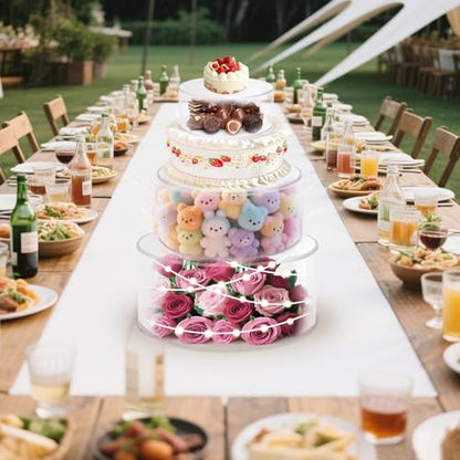 2Pcs Acrylic Cake Display Stand 8'' 12'' Round 2Tier Clear Cylinder Cake Box for Wedding Birthday Party Decor (8 /12 Inch) - size: 8&12