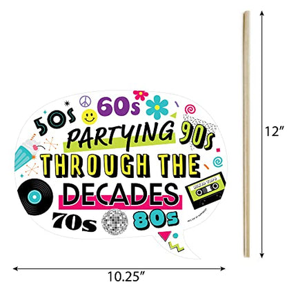 Big Dot of Happiness Funny Through The Decades - 50s, 60s, 70s, 80s, and 90s Party Photo Booth Props Kit - 10 Piece - color: Through the Decades