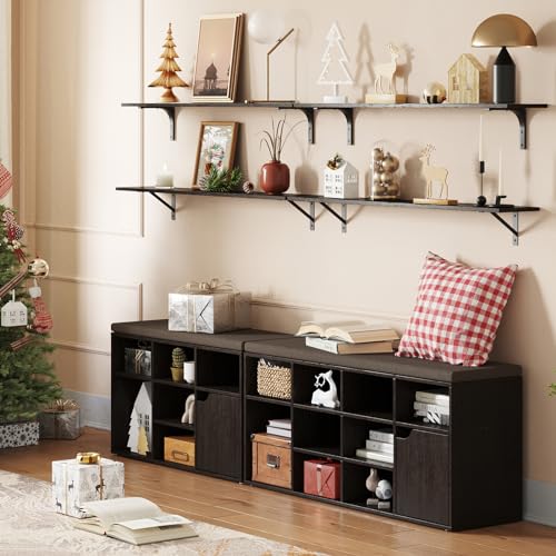 DINZI LVJ Long Wall Shelves, 47.3Inch Wall Mounted Shelves Set of 2, Extra Large Wall Storage Ledges with Sturdy Metal Brackets for Living Room, Bathroom, Bedroom, Kitchen, Espresso - color: Espresso, size: 47.3 Inch