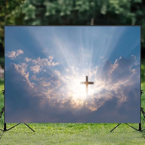 5x7ft Photography Backdrop Christian Cross Appears Bright Sky Photo Backdrop Photography Background for Photoshoot Portrait Video Party Photo Studio Prop Booth - color: Color5