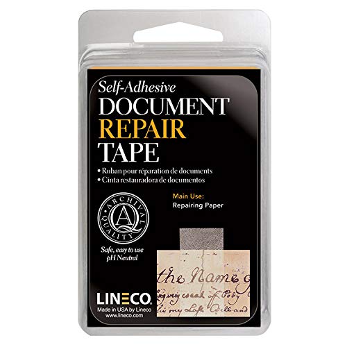 Lineco Archival Document Repair Tape, Repairs Paper Documents, Book Pages, Maps, Photos and Printed Artwork. Acid-Free Translucent Tape 1" x 12', Pack of 1 - size: 1"x12'