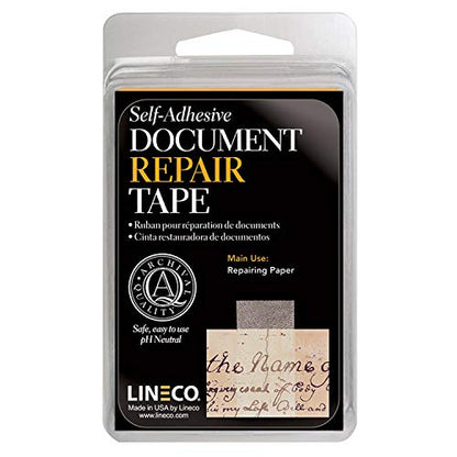 Lineco Archival Document Repair Tape, Repairs Paper Documents, Book Pages, Maps, Photos and Printed Artwork. Acid-Free Translucent Tape 1" x 12', Pack of 1 - size: 1"x12'