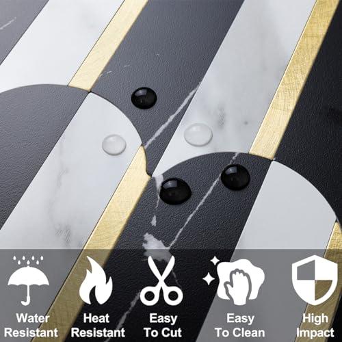 DICOFUN 10-Sheet Black & White Peel and Stick Backsplash for Kitchen, PVC Stick on Backsplash Wall Tiles - color: Fish Scale/Black and White, size: 10 Sheets, 12"x12"x0.12"