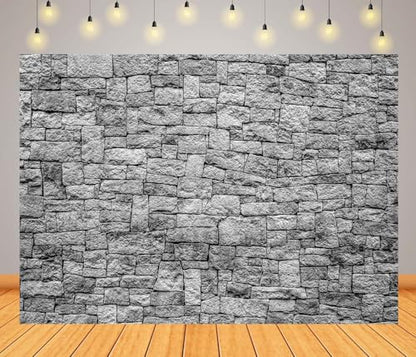 BELECO 12x10ft Fabric Dark Brick Stone Wall Backdrop Gray Rock Stones Texture Old Wall Background Medieval Castle Wall Party Decorations Banner Knight Party Supplies Photoshoot Props - size: 12x10ft